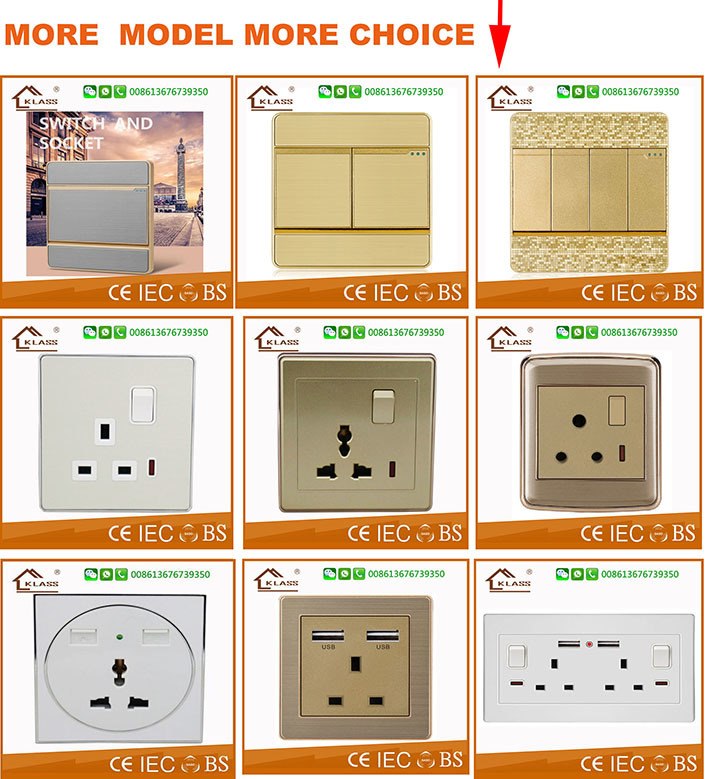 Power Switch Socket Outlet Plug with 2ways Outlet