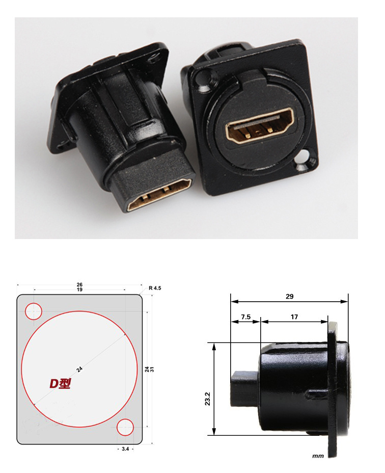 HDMI Connector for 19 Panel Mount Chassis Connectors (9.3051)