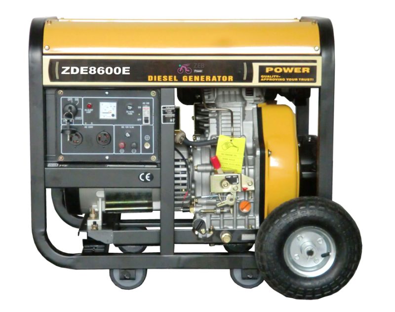 10kVA Single Phase Diesel Generator with 4 Wheels (ZDE12E)