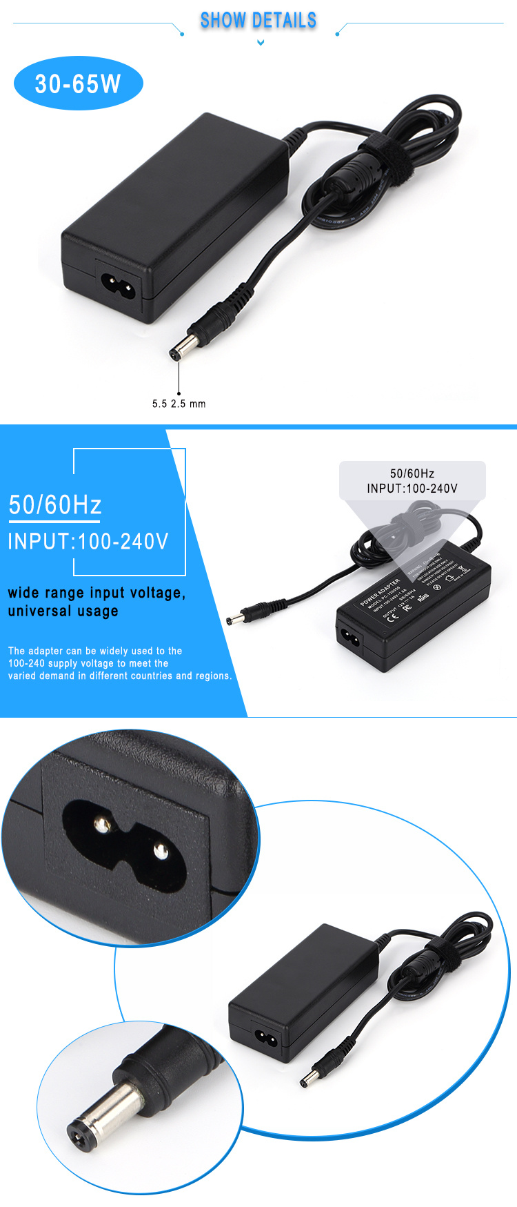 PSU 60W AC adapter 36V 1.5A switching AC DC power adapter