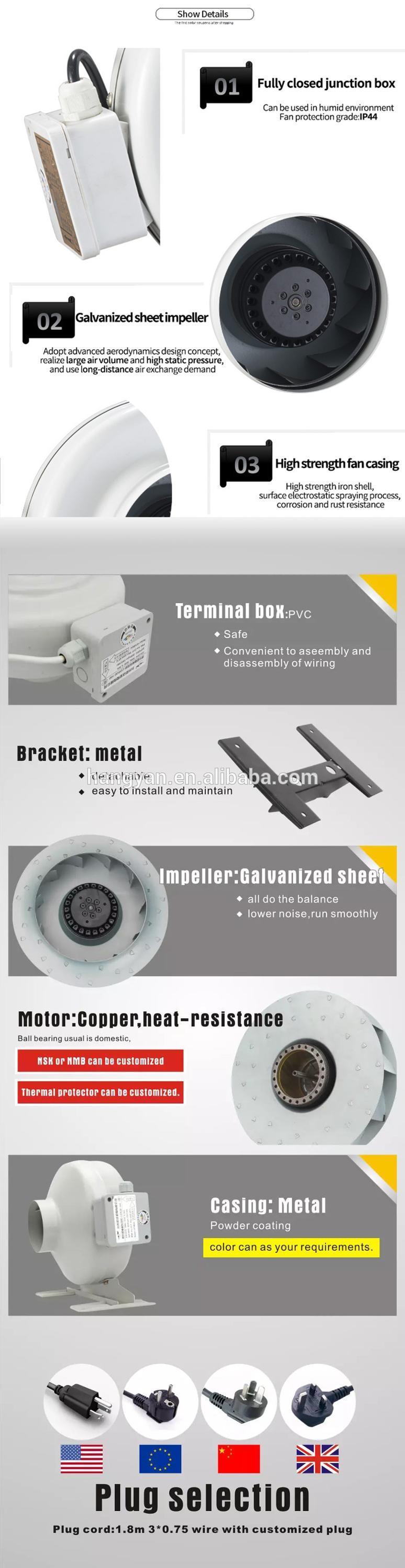 200mm Hangda Inline Fans for Duct Air Exhaust Duct Inline Fans