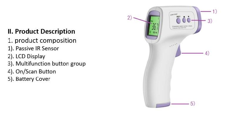 Electronic Infrared Thermometer Gun Clinical Digital Non Contact Electronic Thermometer Forehead Infrared Thermometer