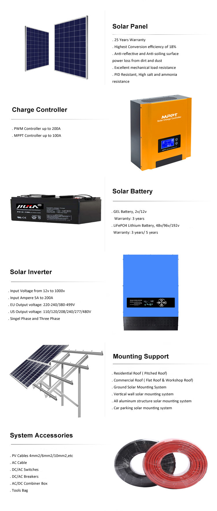 Commercial Home Use Ls 1kw 3kw 5kw 8kw Single Phase Home Solar Power