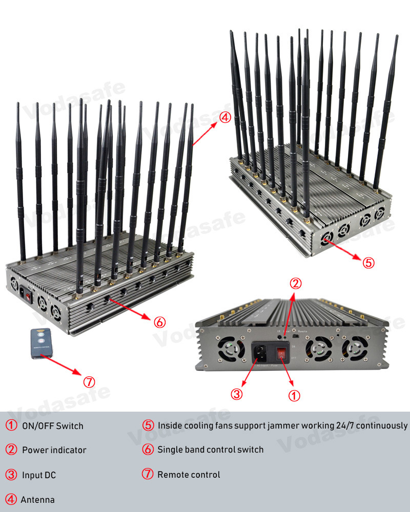 with Sweep Jamming 96W High Power Cell Phone Frequency Block 16 Antennas Mobile Block Network Blocker