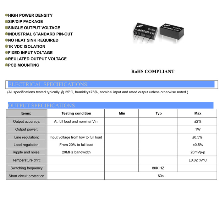 Fixed Voltage Input, Regulated Single Output DC DC Converter Fixed Voltage Input, Regulated Single Output DC Converter
