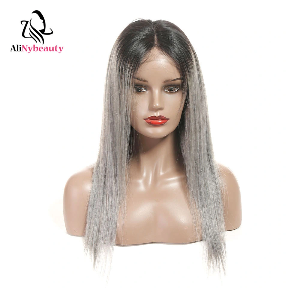 Ombre Color Straight Brazilian Color 1b/Grey Human Hair