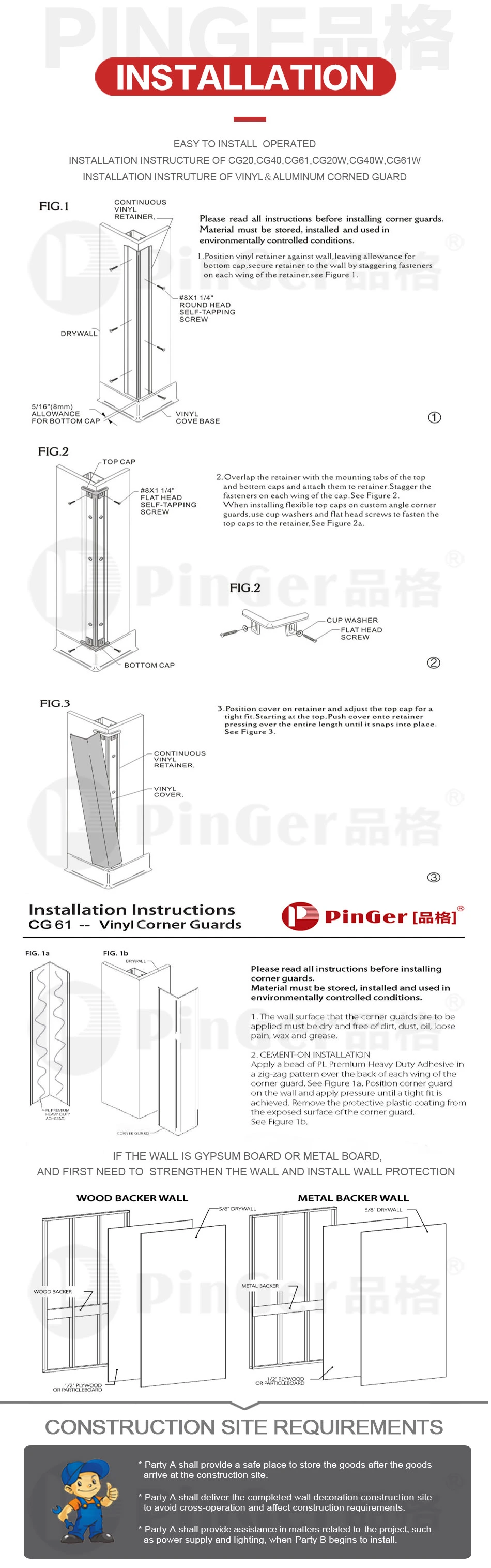 Construction Used PVC Wall Corner Protection