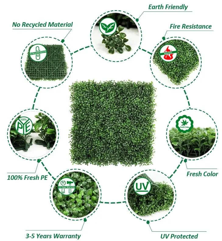 Factory Directly Sale Plastic Faux Hedge Fence Artificial Grass Plants Decorative Wall Hanging Decor