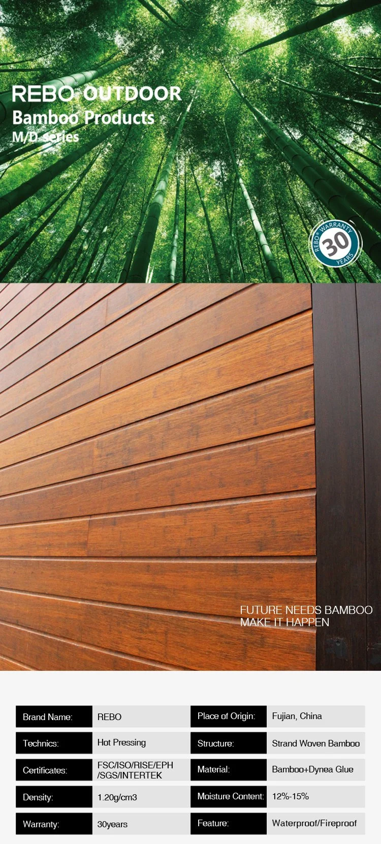 Decorative Exterior House Bamboo Wall Cladding Panels