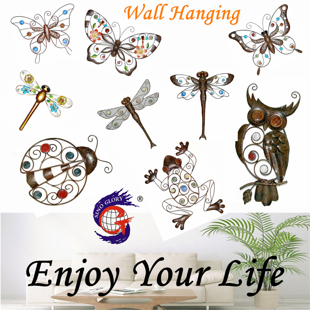 Wholesale Hand Painted Metal Wall Decor Home Decoration Dragonfly Wall Hanging