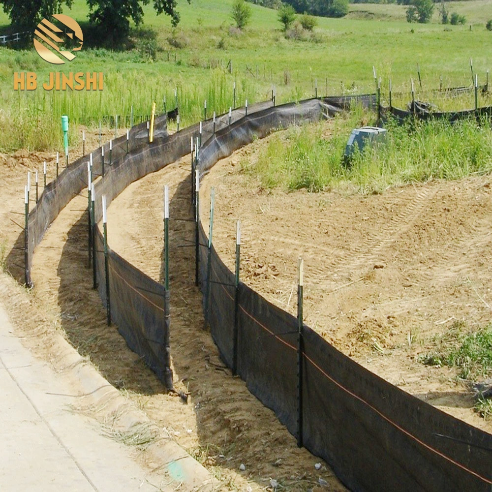 3' X 100' Roll Black Woven Silt Fence with Posts / Stakes