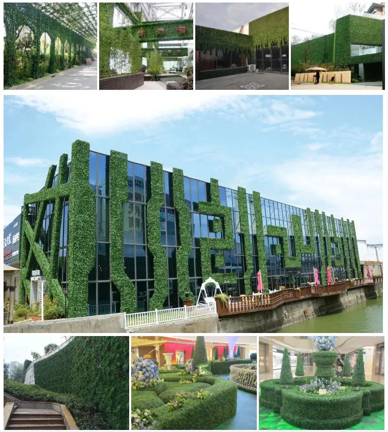 Plastic Anti UV Artificial Boxwood Grass Fence Hedge Panels Mat Plants Green Wall Decoration