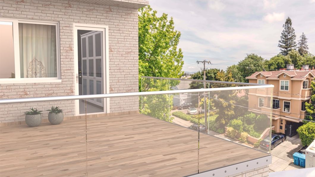Modern Design Frameless Glass Balustrade Balcony Railing Fence Handrail