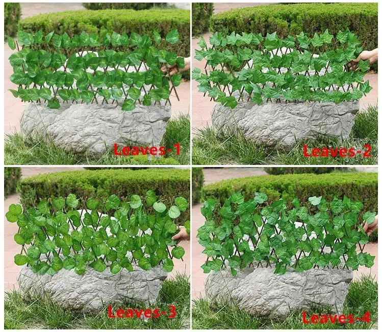Artificial Green Leaves Wooden Fence Wholesale Plastic Green Fence