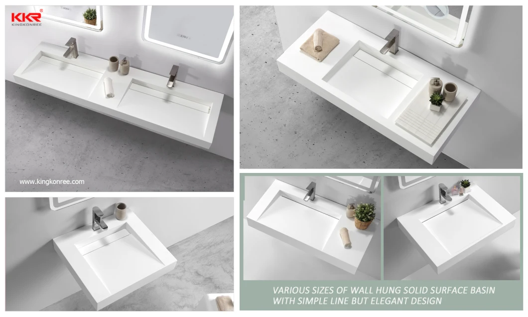Modern Bathroom Solid Surface Basin Corner Vanity Wall Hang Wash Basin