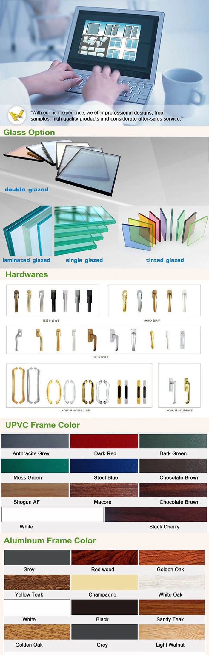 Manufacturing PVC Window Hinge PVC/UPVC Sliding Window with Hardware