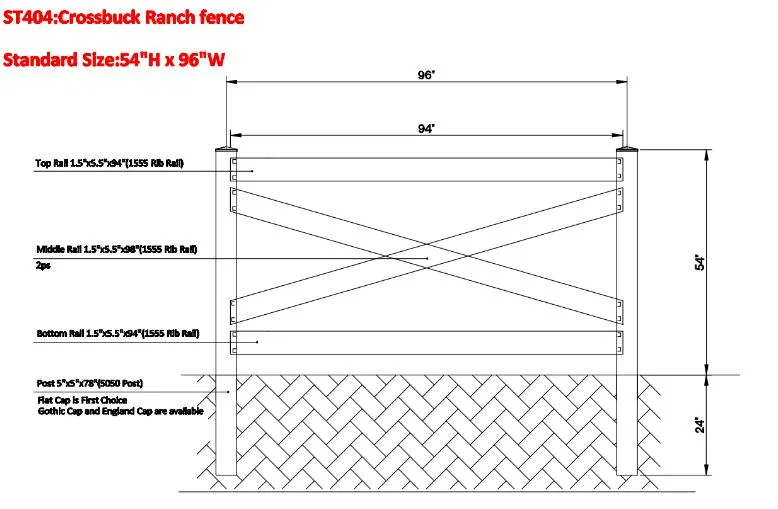 PVC Fence Crossbuck Ranch Rail Fence