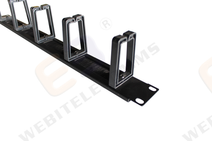 Rack Mount Metal Cable Management with Brush & Plastic Ring for 19'' Network Cabinet