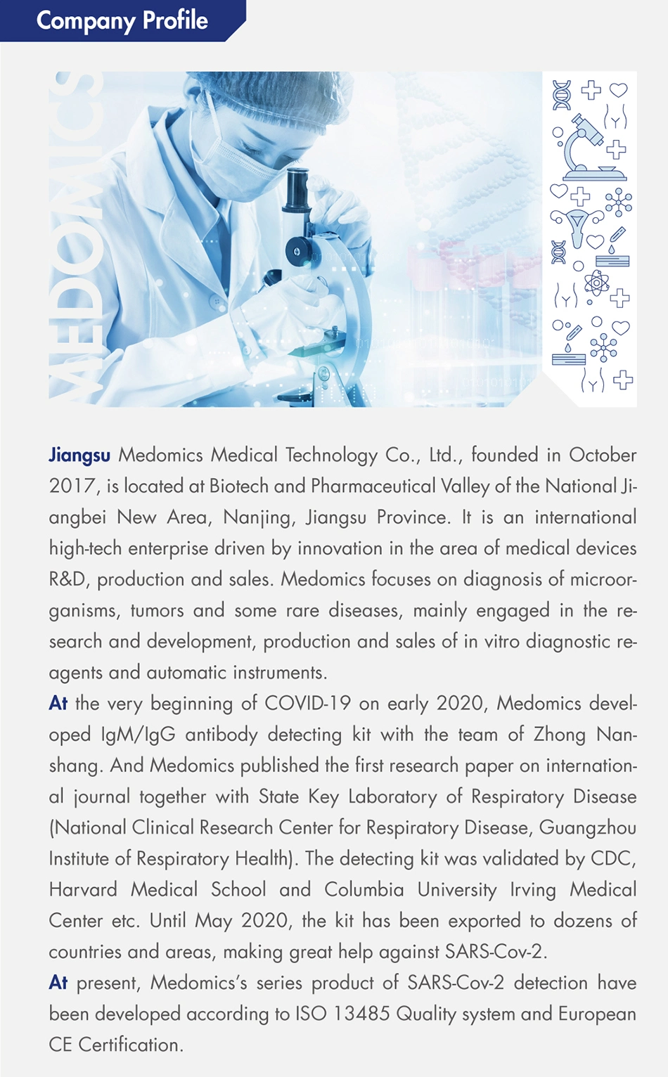 Medomics CE Marked Exporting New Novel C-O-R-O-N-a Virus Rapid Antigen Detection Test Kit (1 kit)