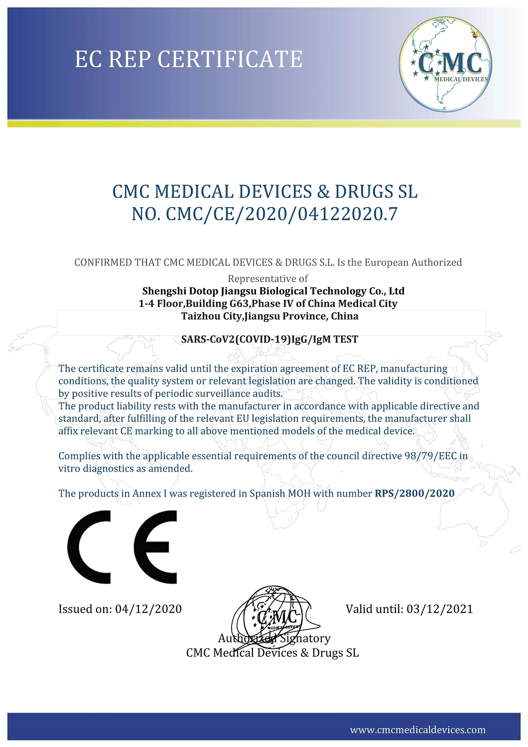 Igm/Igg Rapid Test Card with CE/FDA