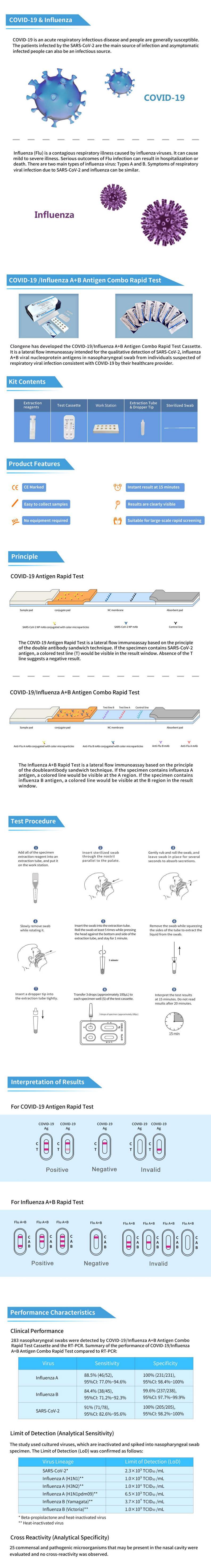 AG Antigen Diagnostic Detection Swab Rapid Test Kit /Influenza a+B Antigen Combo