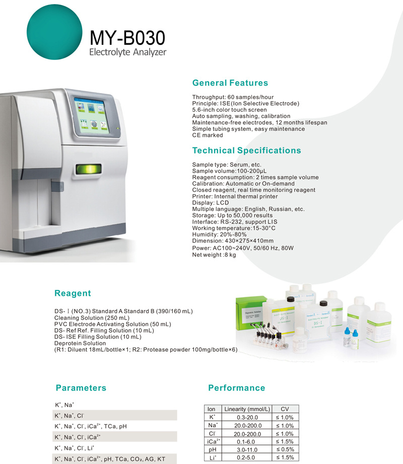 My-B030 Clinical Analysis Equipment Semi-Automatic Electrolyte Analysis Lab Equipment
