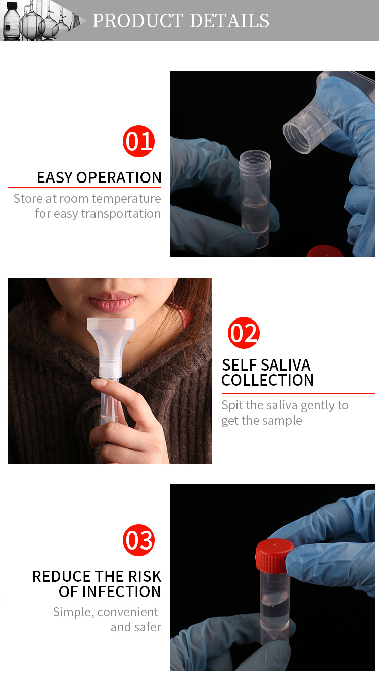 Individual Packing Test Sample Collection Saliva DNA Collector