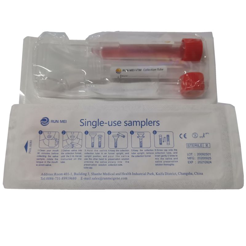 Saliva Sample Testing Kit Saliva Collection Funnel in Medical Plastic Tube Receptacle Saliva with Fill Line