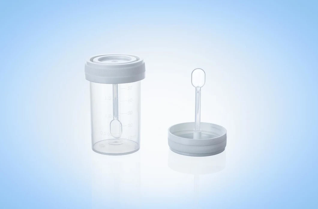 Disposable Hospital Sterile Plastic 60ml Sample Specimen Test Collection Stool Urine Container with Spoon