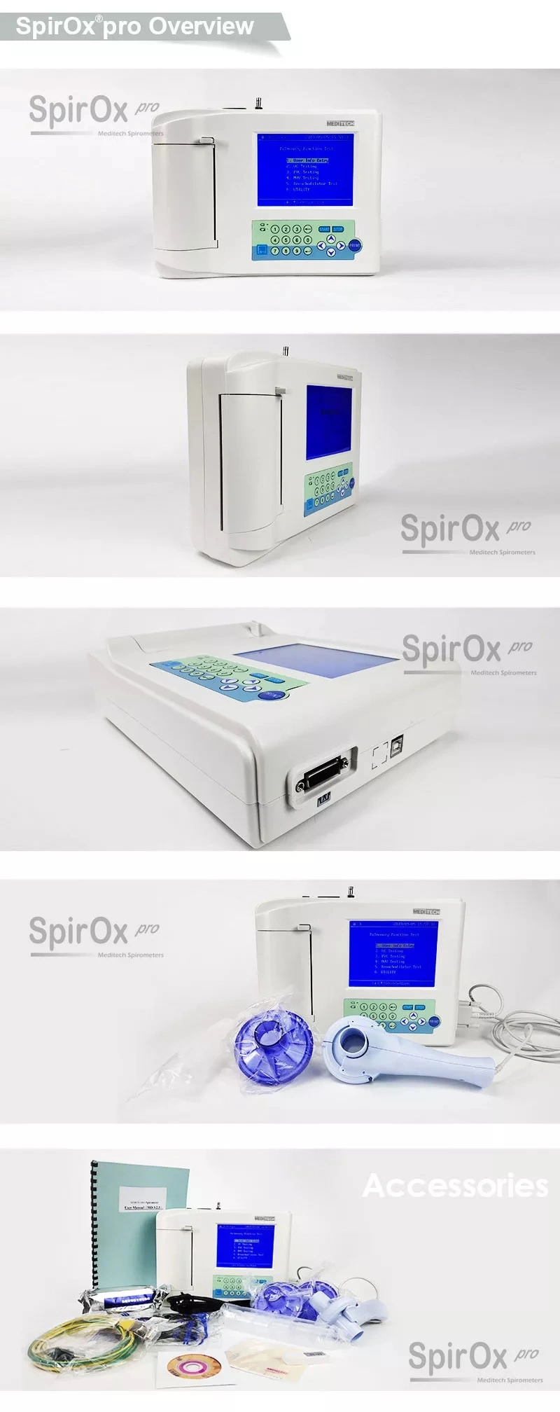 Hospital Spirometer Built-in Memory Store Patient Measurement Results