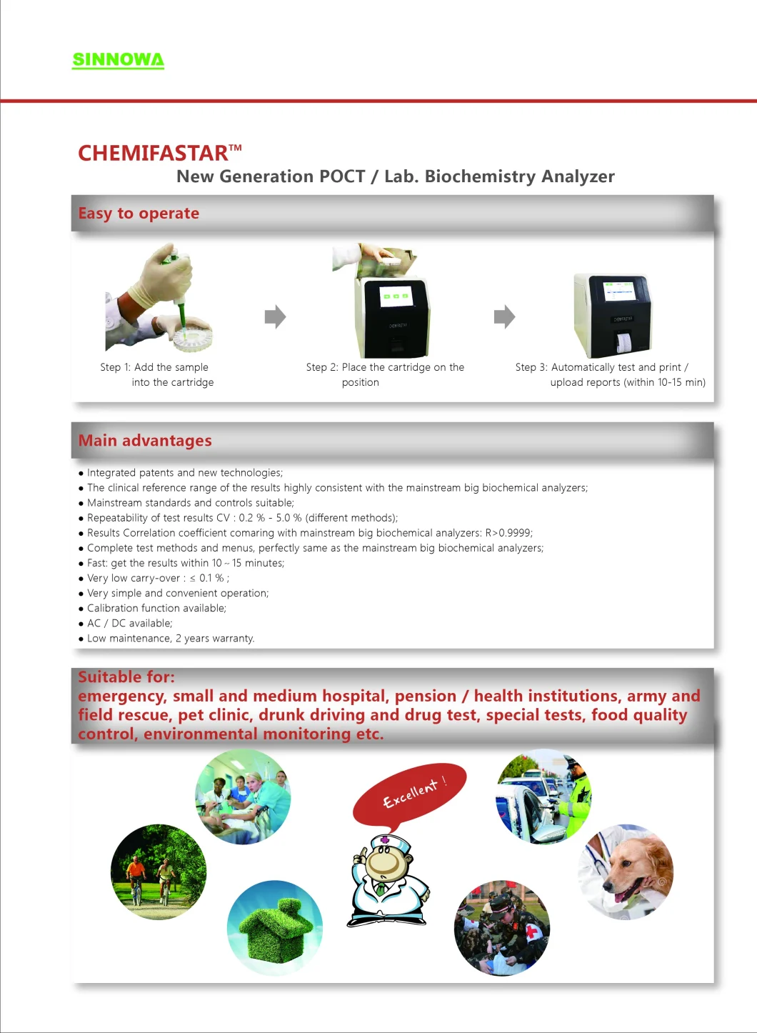 Poct Chemistry Analyzer Mini Fully Automatic Biochemistry Analyzer for Poc Test Chemifastar Easy to Use with Accurate Results