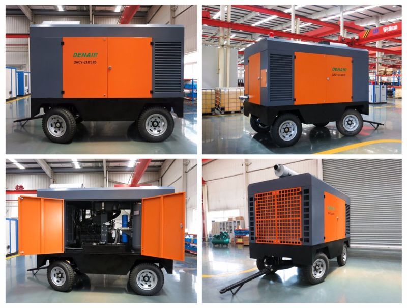 Cummins Engine Portable Double Screw Air Compressor For Pipe Tests