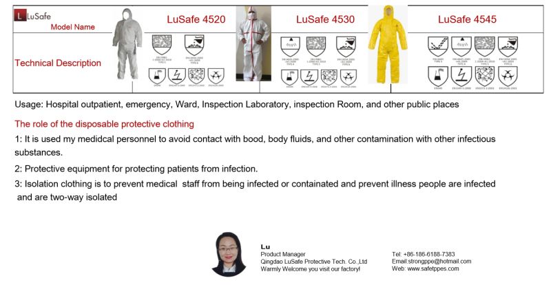 Protective Clothing Disposable Suit Disposable Nonwoven Coverall Coveralls Ce FDA Certificated Microporous Coverall