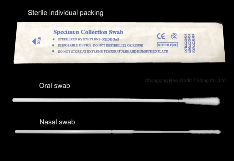 Disposable Sterile Oral Care Nylon Sticks Flocked Swab for PCR Test