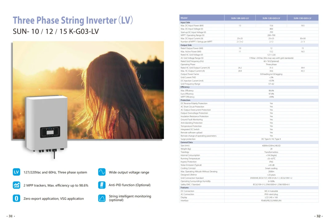 15kw Utl Solar Grid Tie Inverter Price Low Voltage Three Phase 220V