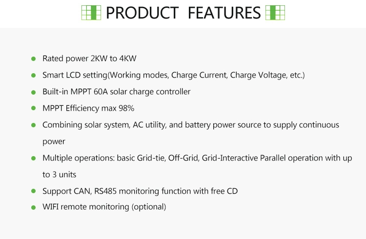 Low Frequency Solar Inverter Hybrid Mode Grid-Tied and Store Power