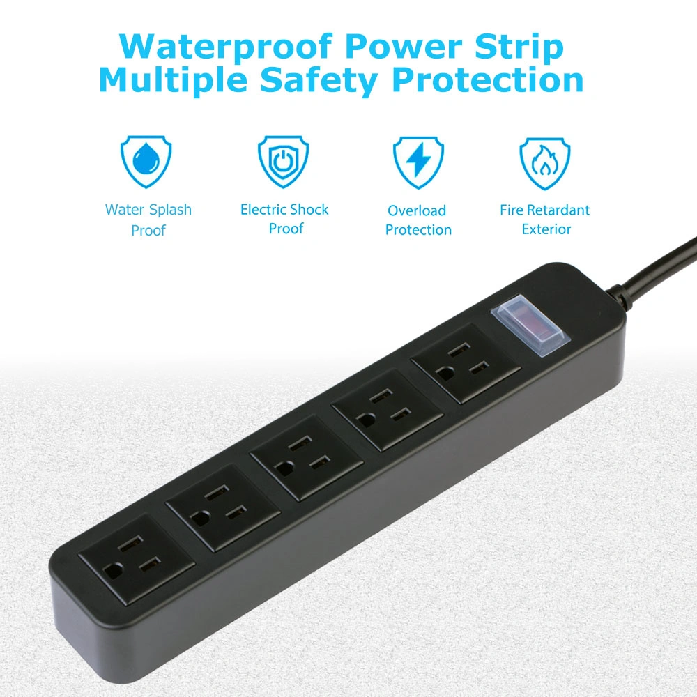 Waterproof Power Strip Power Socket for Bathroom in American Standard with Anti-Shock Function