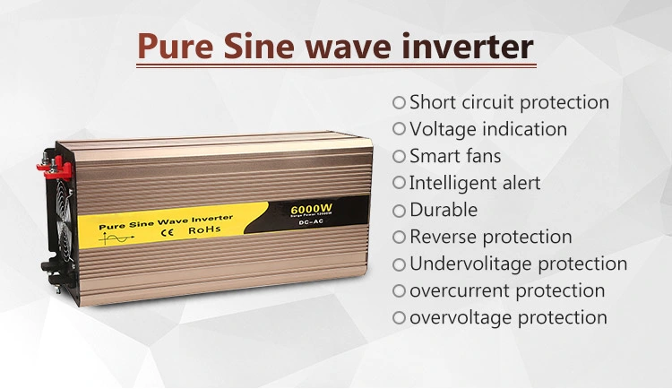 6000 Watt Pure Sine Wave Inverter 12V 24V DC to AC 120V for American Market