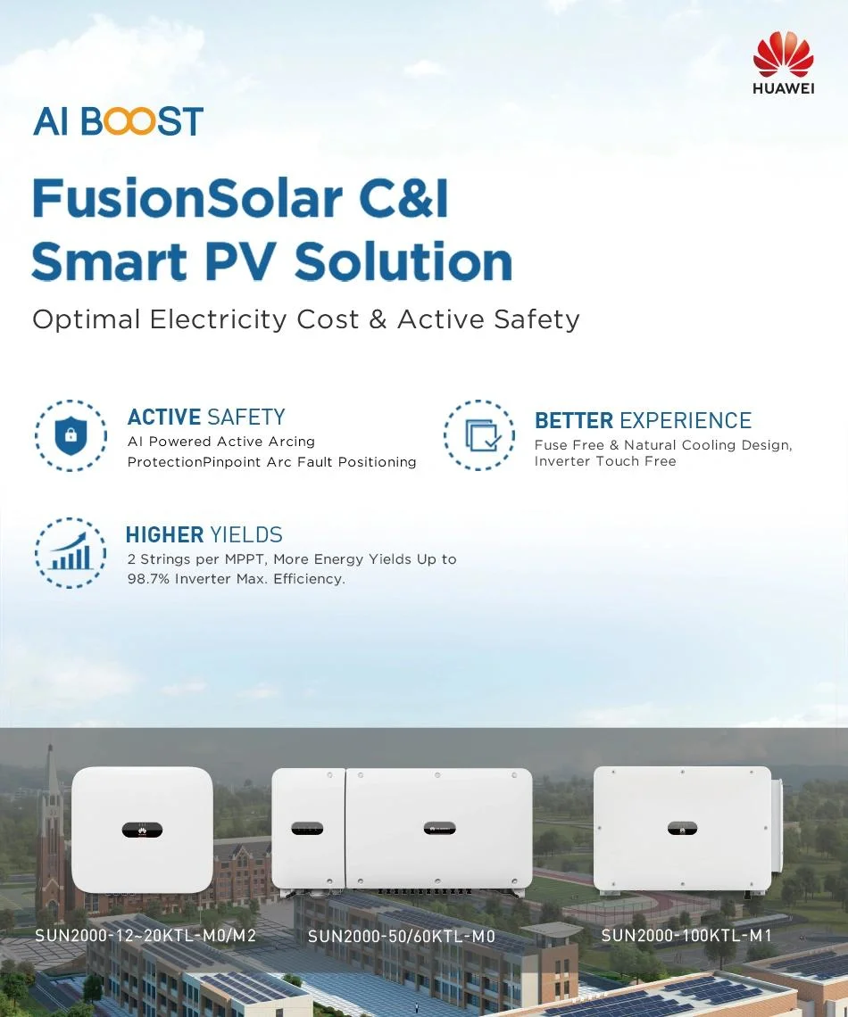 1800 Intelligent and Efficient Inverter Huawei on Grid 60kw Inverter with CE Certifiction for Solar System