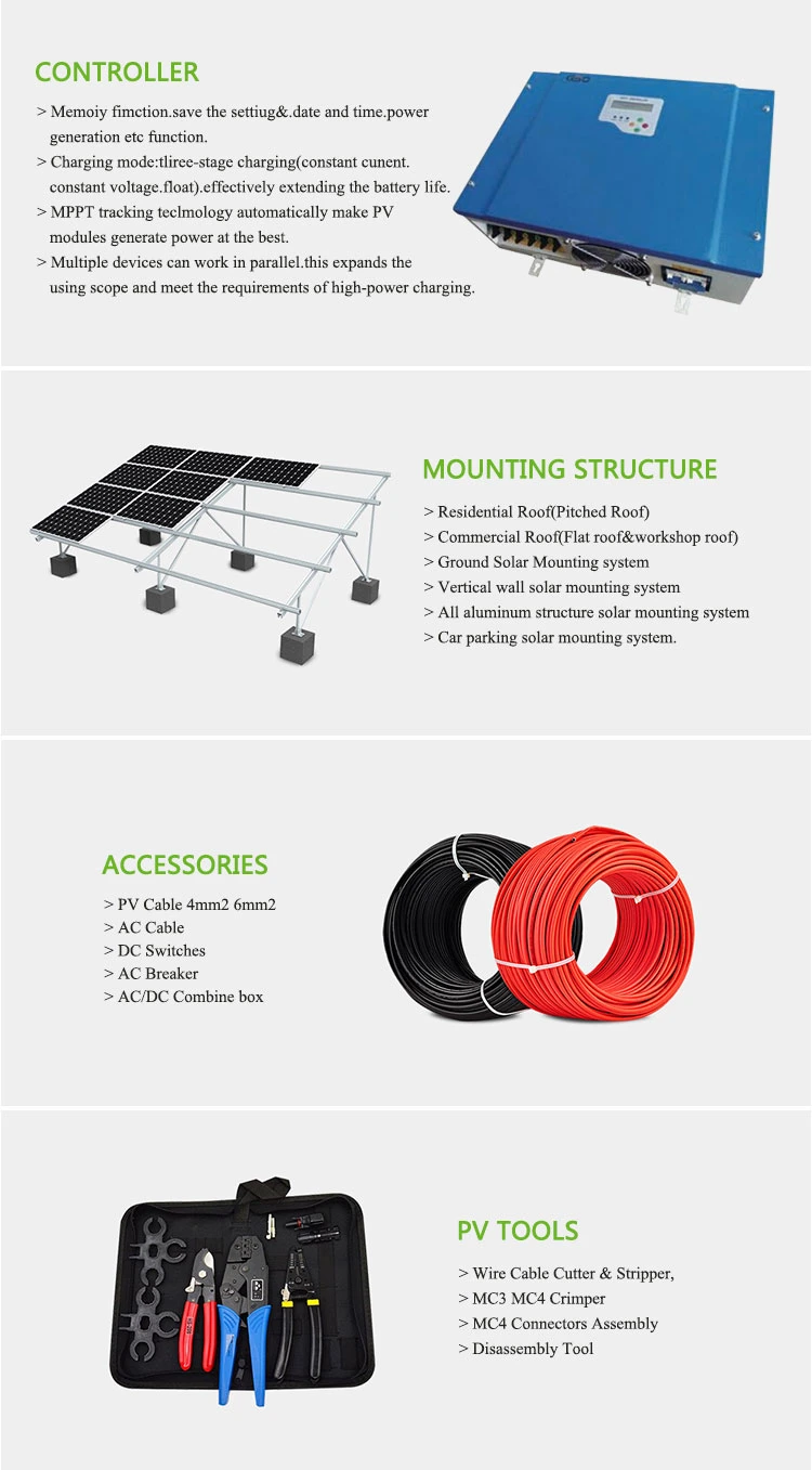 10kw 20kw 30kw Customized off Grid Solar System with Inverter Mounting Structure