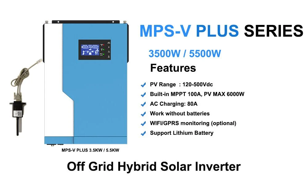 New Product AC Charger 80A, MPPT Charger 100A, 120-450VAC Hybrid Solar Inverter 3500W 5500W