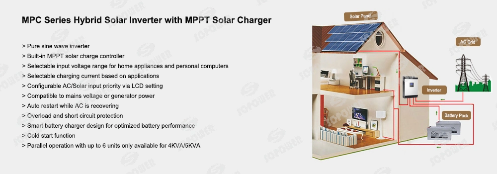 5kVA 48V 230V DC AC Solar Power Pure Sine Wave Inverter with MPPT Solar Charger