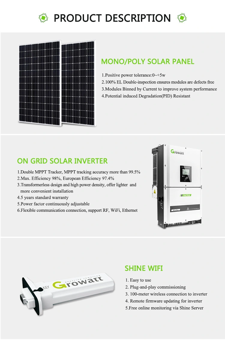 30kw Grid Tie Solar Power System on Grid PV System with Grid Tie Inverter