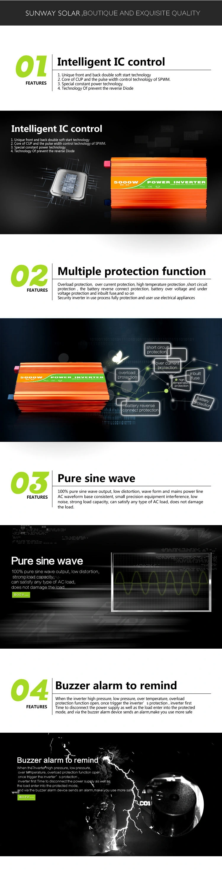 Solar Inverter 5000W 48V Pure Sine Wave 5kw Solar Inverter Without Battery