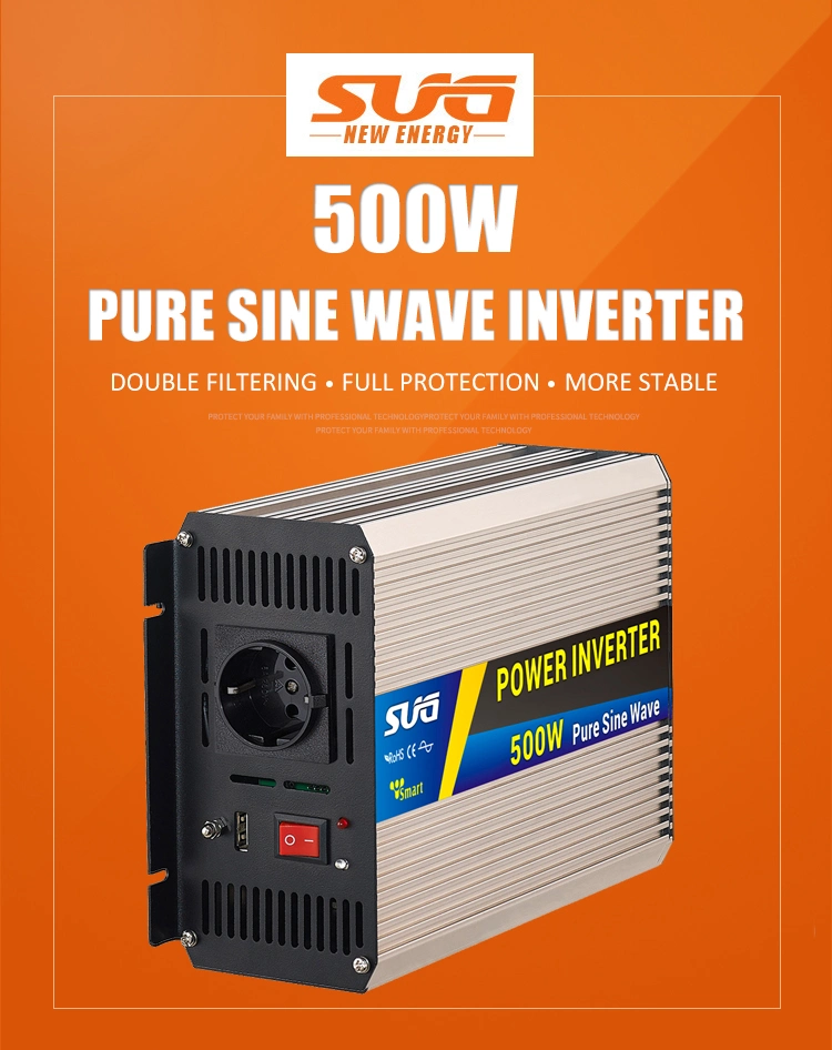 24VDC to 220VAC with EU Outlet CE/RoHS High Frequency Solar Inverter 500W