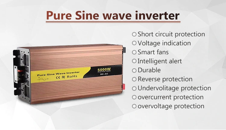 Power Inverter 6kVA 5000W 2kw DC to AC 12V 24V 48V 110V 60Hz Pure Sine Wave Solar Inverter Power Backup Manufacturer