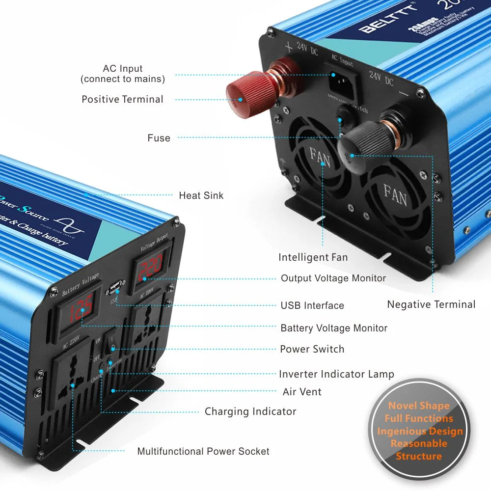 Factory DC to AC Power Inverter Charger Pure Sine Wave Solar Inverter 2000W