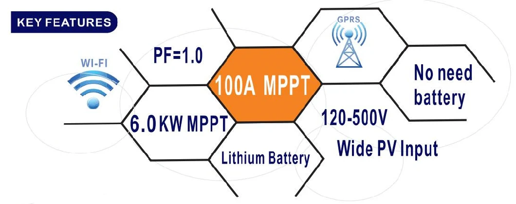 3.5kVA/3.5kw PF1.0 MPPT100A Max PV Array 5000W Solar Power Inverter (QW-3.5KW24100)