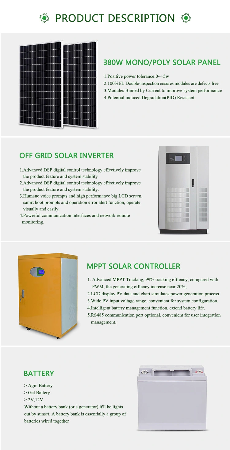 Solar Power System Home Solar System 40kw 50kw 60kw off Grid Hybrid Solar Energy System