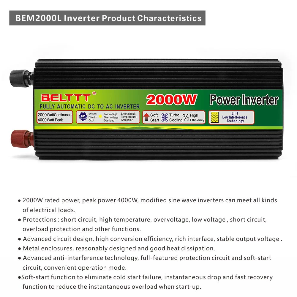 Portable DC to AC Off Grid Car Power Inverter Solar Inverter 2000W